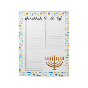 Hanukkah zu tun Liste Notizblock