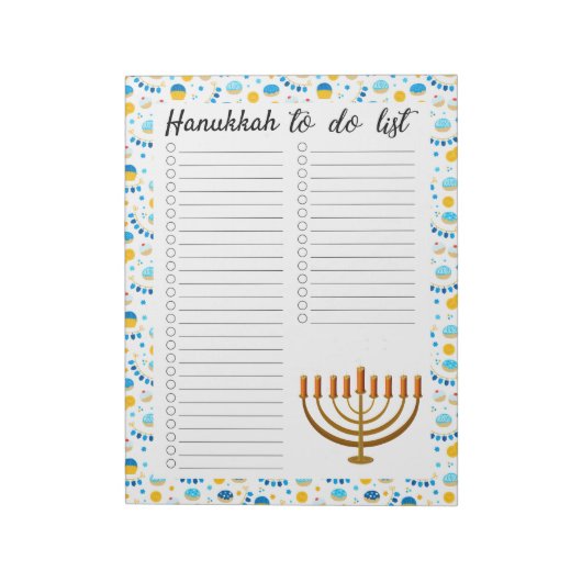 Hanukkah zu tun Liste Notizblock (Rotiert)