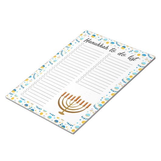 Hanukkah zu tun Liste Notizblock (angewinkelt)