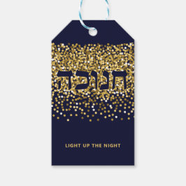 Hanukkah zündet den Nachtgolden/Navy-Glitzer an Geschenkanhänger