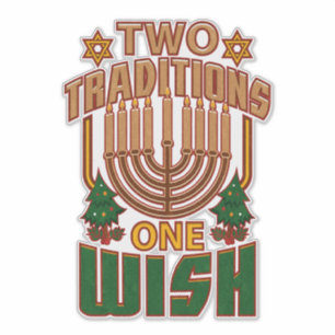 Hanukkah zwei Traditionen One Wish Christmukkah Aufkleber