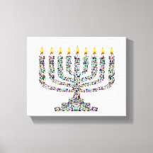 Hanukkia aus Edelsteinen auf Leinwand gedruckt