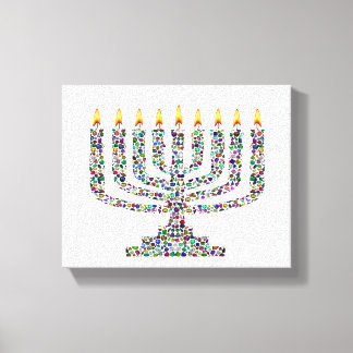 Hanukkia aus Edelsteinen auf Leinwand gedruckt
