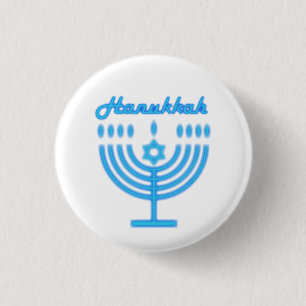 Hanukkia Frohes Chanukka Jüdischer Feiertag Menora Button