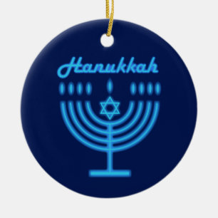 Hanukkia Frohes Chanukka Jüdischer Feiertag Menora Keramik Ornament