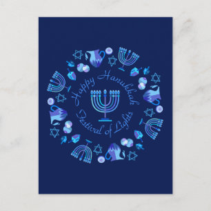 Hanukkia Frohes Chanukka Jüdischer Feiertag Menora Postkarte