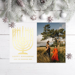 Hanukkia-Menora Frohes Chanukka Foto Folien Feiertagskarte