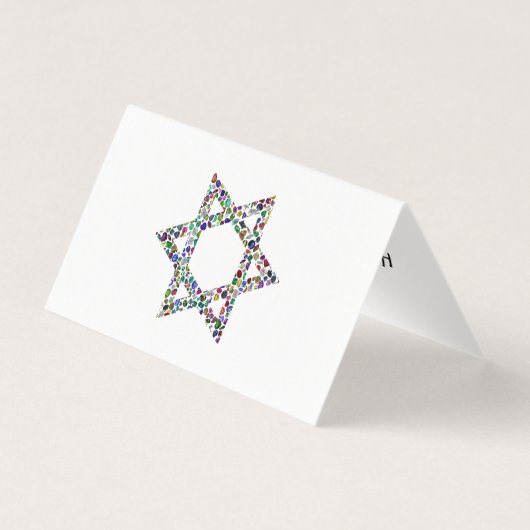 Hanukkiah aus Edelsteinen-Faltkarte (Rückseite)