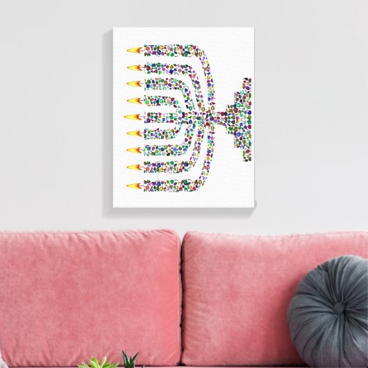 Hanukkiah aus Edelsteinen gekreist Canvas Print Leinwanddruck (Insitu (Wohnzimmer))