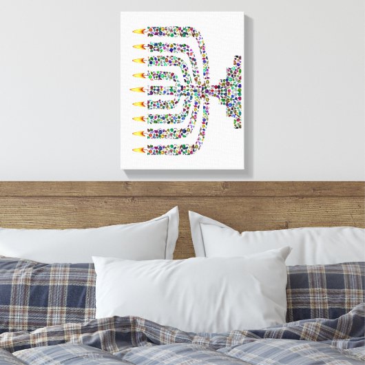 Hanukkiah aus Edelsteinen gekreist Canvas Print Leinwanddruck (Insitu (Schlafzimmer))