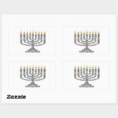 Hanukkiah aus Edelsteinen Rechteckiger Aufkleber (Blatt)