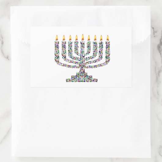 Hanukkiah aus Edelsteinen Rechteckiger Aufkleber (Tasche)