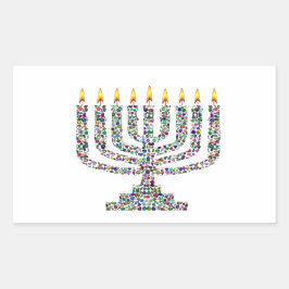 Hanukkiah aus Edelsteinen Rechteckiger Aufkleber