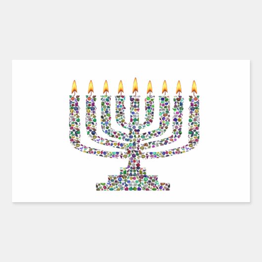 Hanukkiah aus Edelsteinen Rechteckiger Aufkleber (Vorderseite)