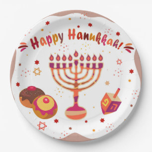 Hanukkiah Frohes Chanukka Jüdische Vintage-Menora Pappteller