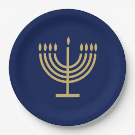 Hanukkiah Happy Hanukkah Jewish dreidel Menorah Pappteller