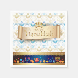 Hanukkiah Happy Hanukkah Jewish dreidel Menorah Serviette