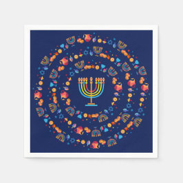 Hanukkiah Happy Hanukkah Jewish dreidel Menorah Serviette