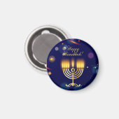 Hanukkiah Happy Hanukkah Jewish Gold Menorah Magnet (Vorderseite/Rückseite)
