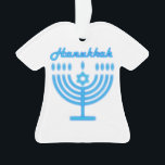 Hanukkiah Happy Hanukkah Jewish Holiday Menorah Ornament<br><div class="desc">Hanukkiah-Symbol. Happy Hanukkah Party Jüdischer Urlaub Blue Menorah. Jüdisches Holiday Chanukkah Dekoration mit traditionellem Chanuka Dekorationssymbol - Navy Blue Farbe hanukkiah menorah, Kerzenhalter mit Kerzen, Stern von David und neon blaue Lichter Illustration. Hanukkah Festival der Lichter Event Dekoration. Jerusalem, Israel. Zuhause > Zuhause Décor > Weihnachtsdekoration > Ornamente Modernes Design...</div>