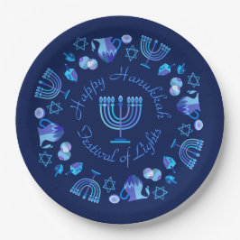 Hanukkiah Happy Hanukkah Jewish Holiday Menorah Pappteller