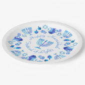 Hanukkiah Happy Hanukkah Jewish Holiday Menorah Pappteller (Schrägansicht)