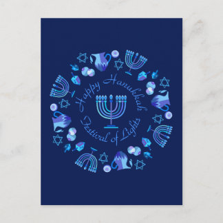 Hanukkiah Happy Hanukkah Jewish Holiday Menorah Postkarte