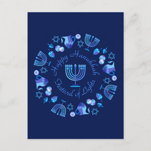 Hanukkiah Happy Hanukkah Jewish Holiday Menorah Postkarte (Vorderseite)