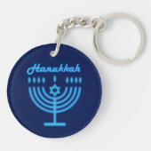 Hanukkiah Happy Hanukkah Jewish Holiday Menorah Schlüsselanhänger (Rückseite)
