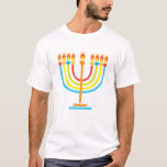 Hanukkiah Happy Hanukkah Jewish Holiday Menorah T-Shirt<br><div class="desc">Hanukkiah-Symbol. Happy Hanukkah Party jüdischen Urlaub Menorah. Jüdisches Holiday Chanukkah Dekoration mit traditionellem Chanuka dekorativen Symbol - farbenfrohe hanukkiah menorah, Kerzenhalter mit Kerzen, Stern von David und leuchtende Lichter Illustration. Hanukkah Festival der Lichter Event Dekoration. Jerusalem, Israel. Kleidung & Schuhe > Männer > Kleidung > Tops & T - Shirt...</div>