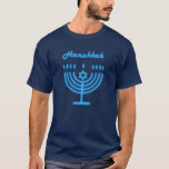 Hanukkiah Happy Hanukkah Jewish Holiday Menorah T-Shirt<br><div class="desc">Hanukkiah-Symbol. Happy Hanukkah Party Jüdischer Urlaub Blue Menorah. Jüdisches Holiday Chanukkah Dekoration mit traditionellem Chanuka Dekorationssymbol - Navy Blue Farbe hanukkiah menorah, Kerzenhalter mit Kerzen, Stern von David und neon blaue Lichter Illustration. Hanukkah Festival der Lichter Event Dekoration. Jerusalem, Israel. Kleidung & Schuhe > Männer > Kleidung > Tops &...</div>