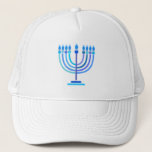 Hanukkiah Happy Hanukkah Jewish Holiday Menorah Truckerkappe<br><div class="desc">Hanukkiah-Symbol. Happy Hanukkah Party Jüdischer Urlaub Blue Menorah. Jüdisches Holiday Chanukkah Dekoration mit traditionellem Chanuka Dekorationssymbol - Navy Blue Farbe hanukkiah menorah, Kerzenhalter mit Kerzen, Stern von David und neon blaue Lichter Illustration. Hanukkah Festival der Lichter Event Dekoration. Jerusalem, Israel. Zubehör > Hats & Haarzubehör > Hats & Kappen >...</div>