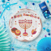 Hanukkiah Happy Hanukkah Jewish Vintage Menorah Pappteller (Party)