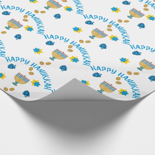 Hanukkuh Symbole Geschenkpapier (Ecke)