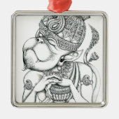 Hanuman, Affe-Gott Silbernes Ornament (Vorne)