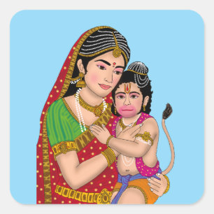 Hanuman & Anjana Mata Aufkleber