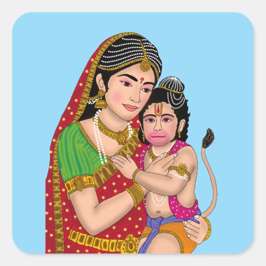 Hanuman & Anjana Mata Aufkleber (Vorderseite)