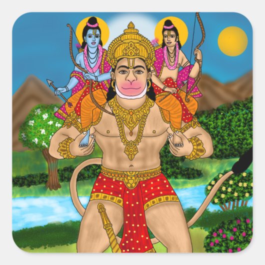 Hanuman-Aufkleber Quadratischer Aufkleber (Vorderseite)