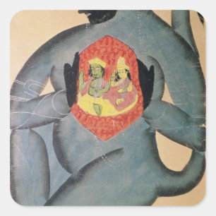 Hanuman enthüllt Rama und Sita Quadratischer Aufkleber