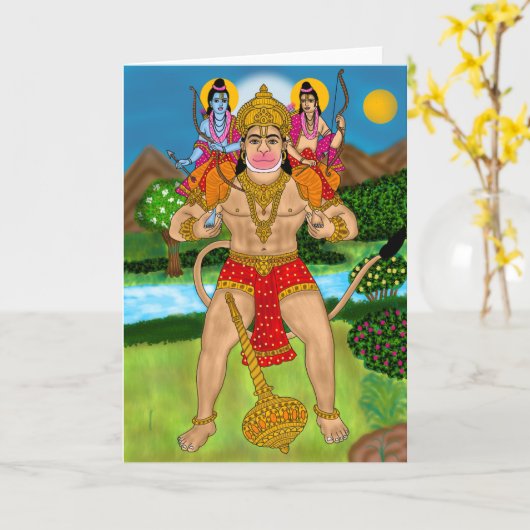 Hanuman Greeting Card Karte (Gelbe Blume)