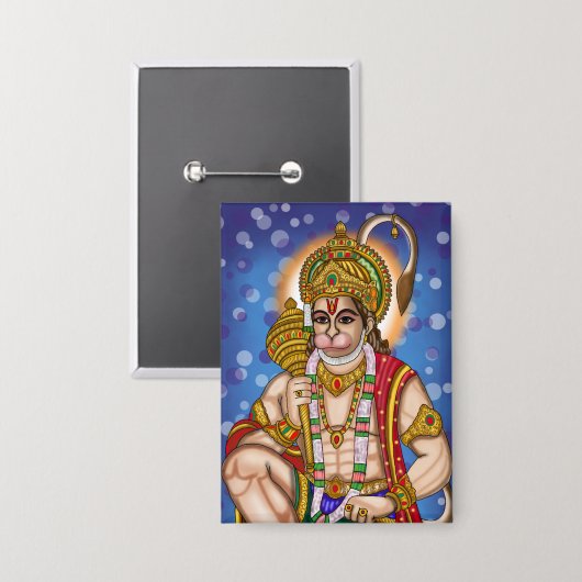 Hanuman-Knopf Button (Vorderseite/Rückseite)