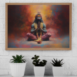 Hanuman Pastell-Regenbogen-Farbspritzer-Malerei-Ku Poster