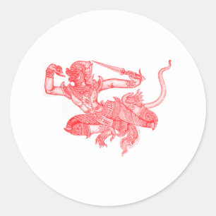 Hanuman-Vintage-Buchillustration Runder Aufkleber