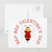 Hap-bee Valentine's Day Postcard Feiertagspostkarte (Vorne/Hinten)