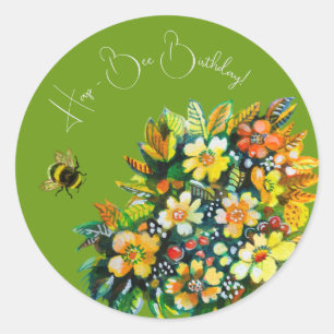 Hap - Biene zum Geburtstag Runder Aufkleber