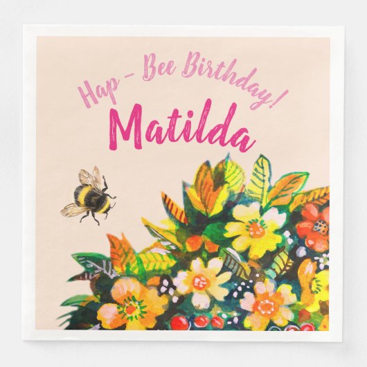 Hap - Biene zum Geburtstag Serviette (Vorderseite)