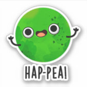 Hap-pea Funny Happy Pea Pun Aufkleber (Vorderseite)