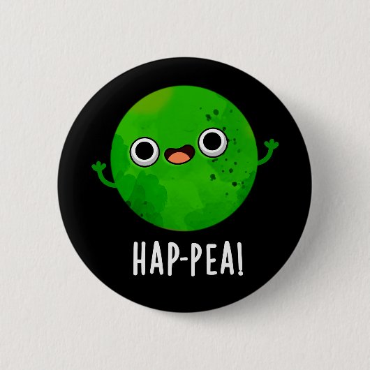 Hap-pea Funny Happy Pea Pun Dark BG Button (Vorderseite)