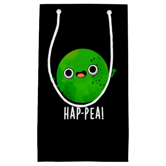 Hap-pea Funny Happy Pea Pun Dark BG Kleine Geschenktüte (Vorderseite)