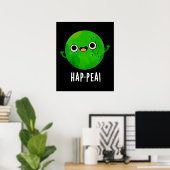 Hap-pea Funny Happy Pea Pun Dark BG Poster (Heimbüro)